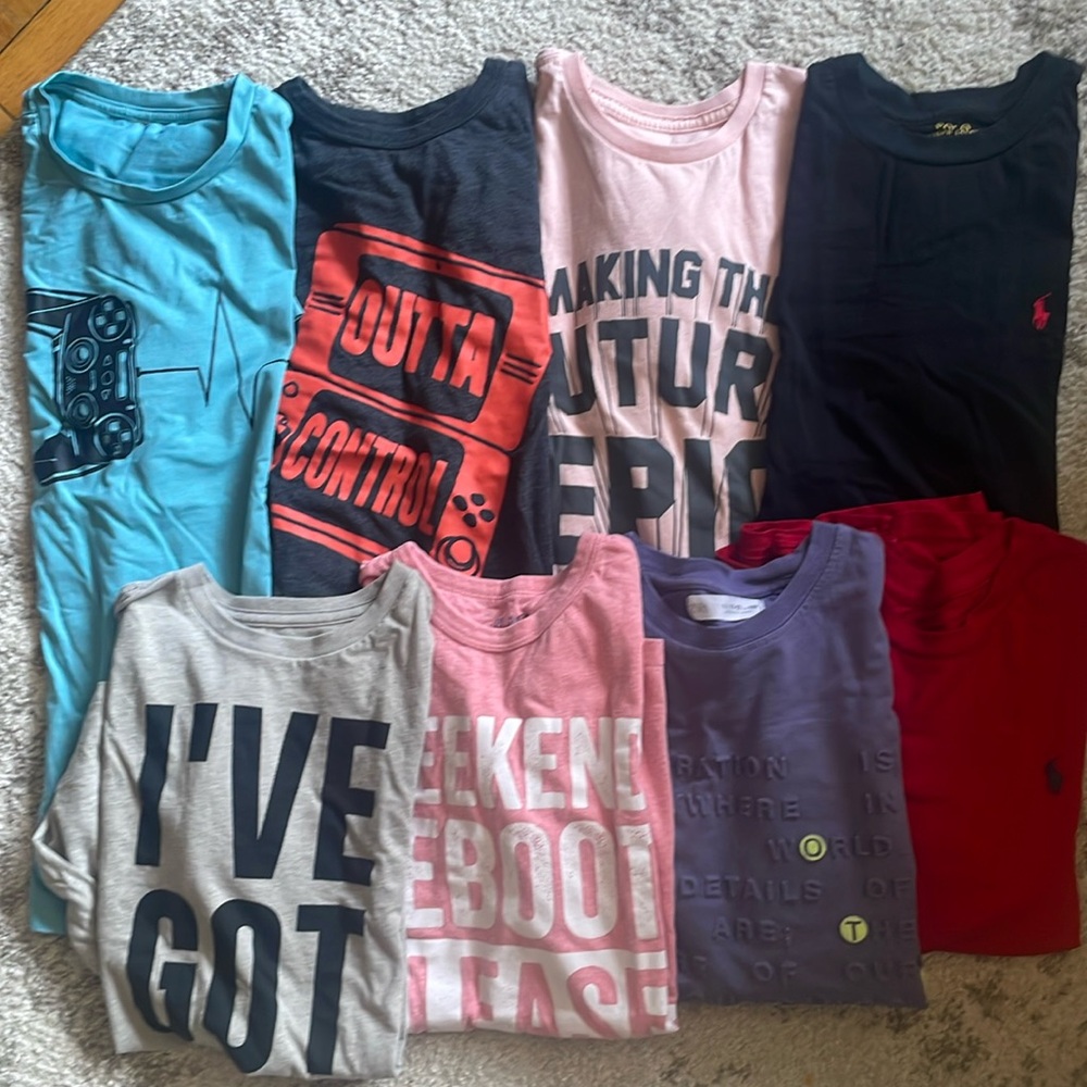 Boy teen short sleeves tee T-shirt bundle of 8. Size 10-12